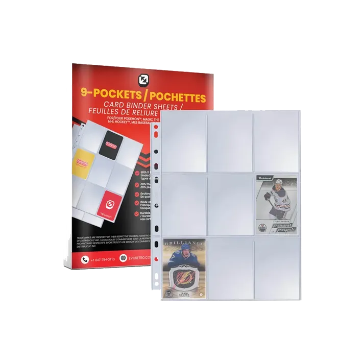 EVORETRO 9-Pocket Binder Pages for Trading Cards 40 Sheets