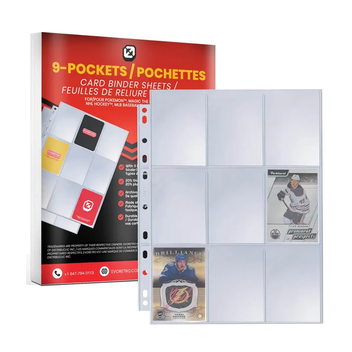 EVORETRO 9-Pocket Binder Pages for Trading Cards 40 Sheets